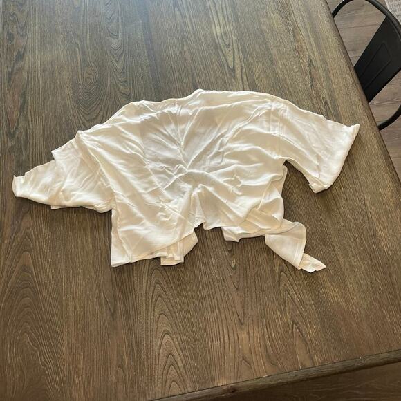 NWT Toluca Maria Tie Front Linen Swimwear Cover Up Short Sleeve Ivory Size S - Picture 7 of 7